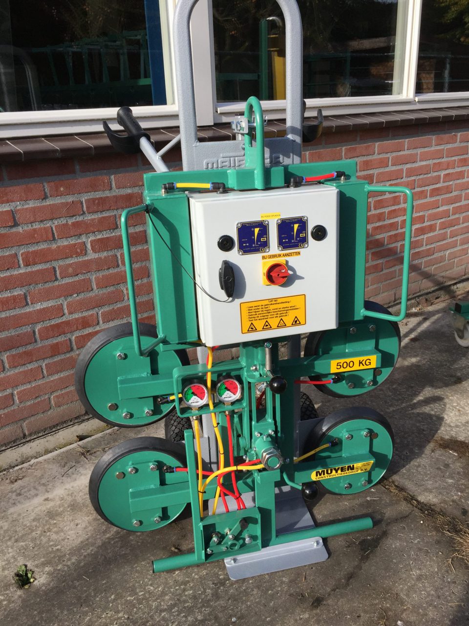 Twin500 vacuum lifter Muyen, safety 3* dual systeem 500 kg turn and tilt